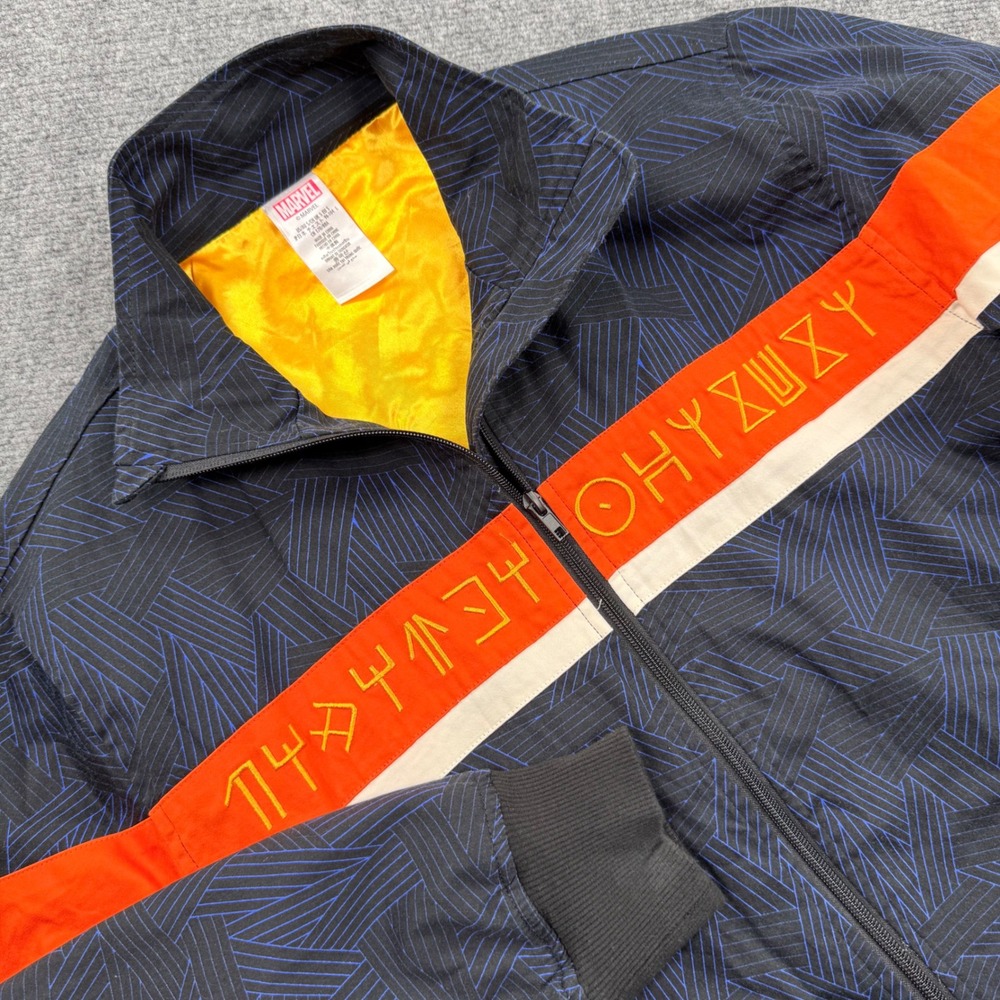 Marvel Black Panther Track Jacket Mens Orange Wakanda Symbols‎ Full Zip Jacket